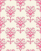 Pink Damask Floral Scroll Work Rug