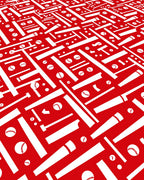 Red White Baseball Bats Balls Rug
