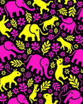 Pink Yellow Elephant Floral Zoo Rug