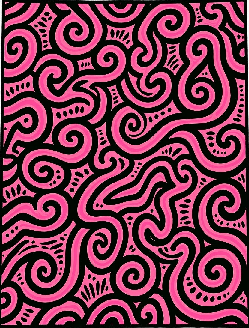 Hot Pink Swirl Abstract Fabric Rug