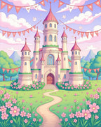 Pink Castle Pastel Garden Meadow Rug