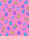 Pink Playful Alphabet Collage Rug