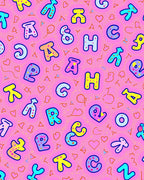 Pink Playful Alphabet Collage Rug