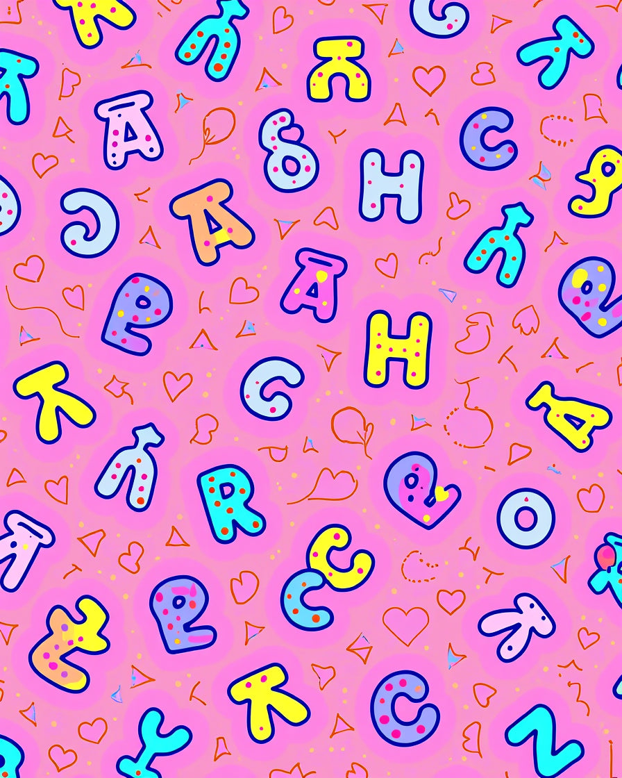 Pink Playful Alphabet Collage Rug