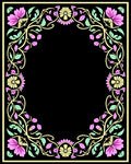 Pink Floral Yellow Leaf Vine Border Rug