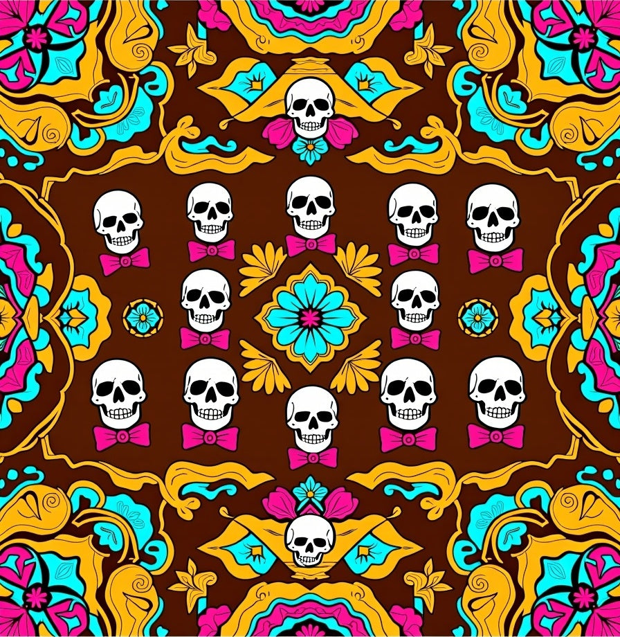 Skulls And Floral Medallion Embrace Rug