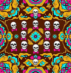 Skulls And Floral Medallion Embrace Rug