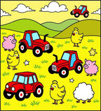 Farm Animals With Red Tractors Rug