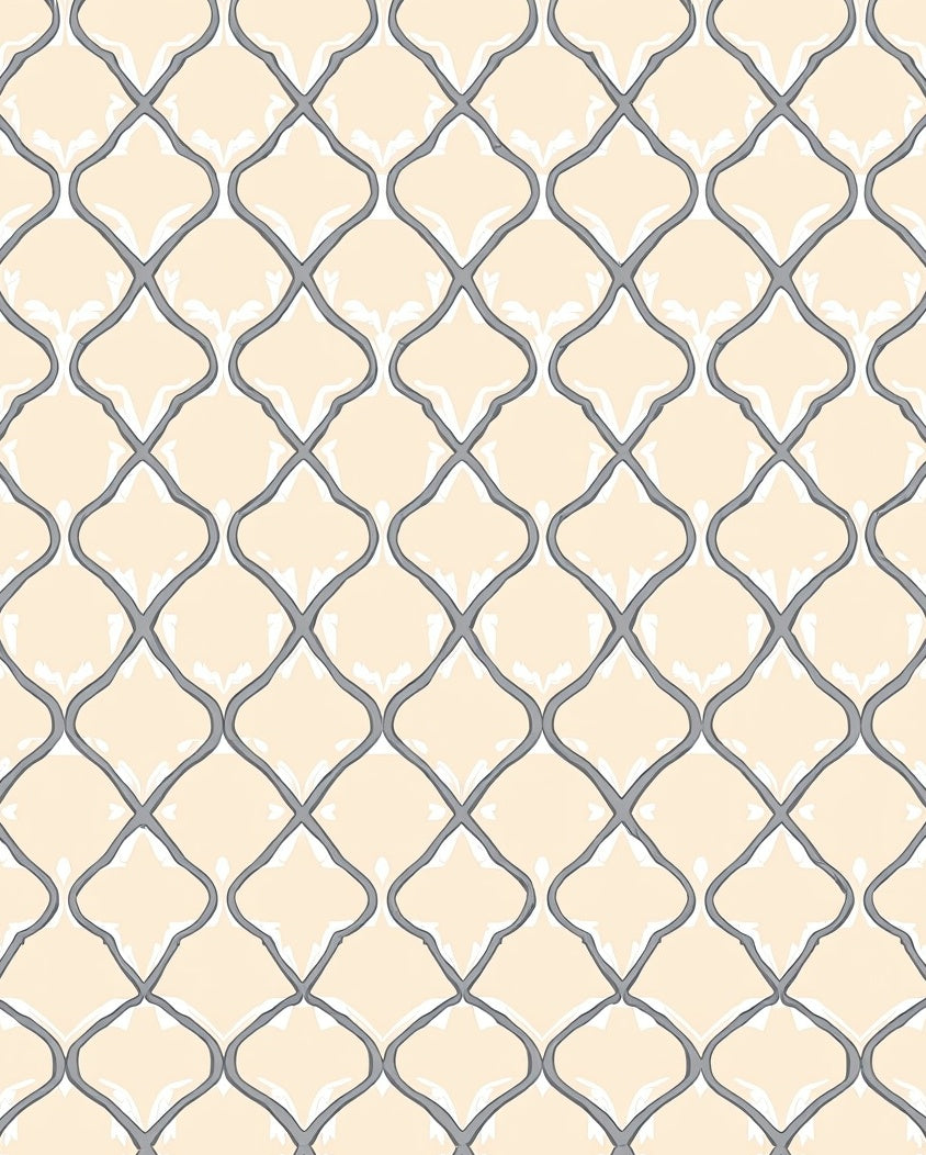 Quatrefoil Cream Gray Lattice Rug