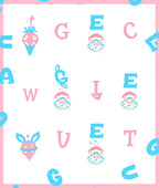 Pink Blue ABC Alphabet Whimsical Rug