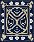 Nautical Navy Anchor Rope Mandala Rug