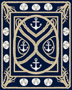 Nautical Navy Anchor Rope Mandala Rug