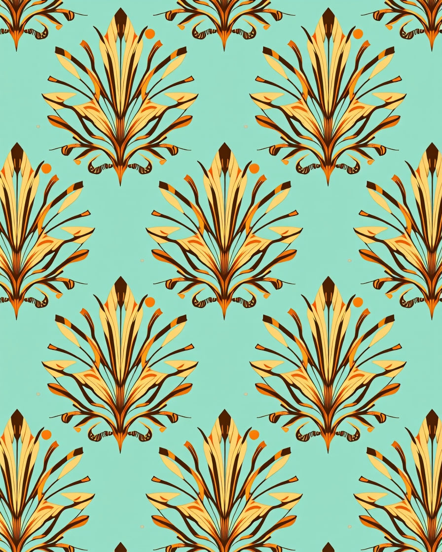 Art Deco Golden Laurel Aqua Rug