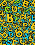 Bold Yellow Blue Groovy Letters Rug