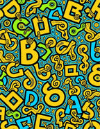 Bold Yellow Blue Groovy Letters Rug