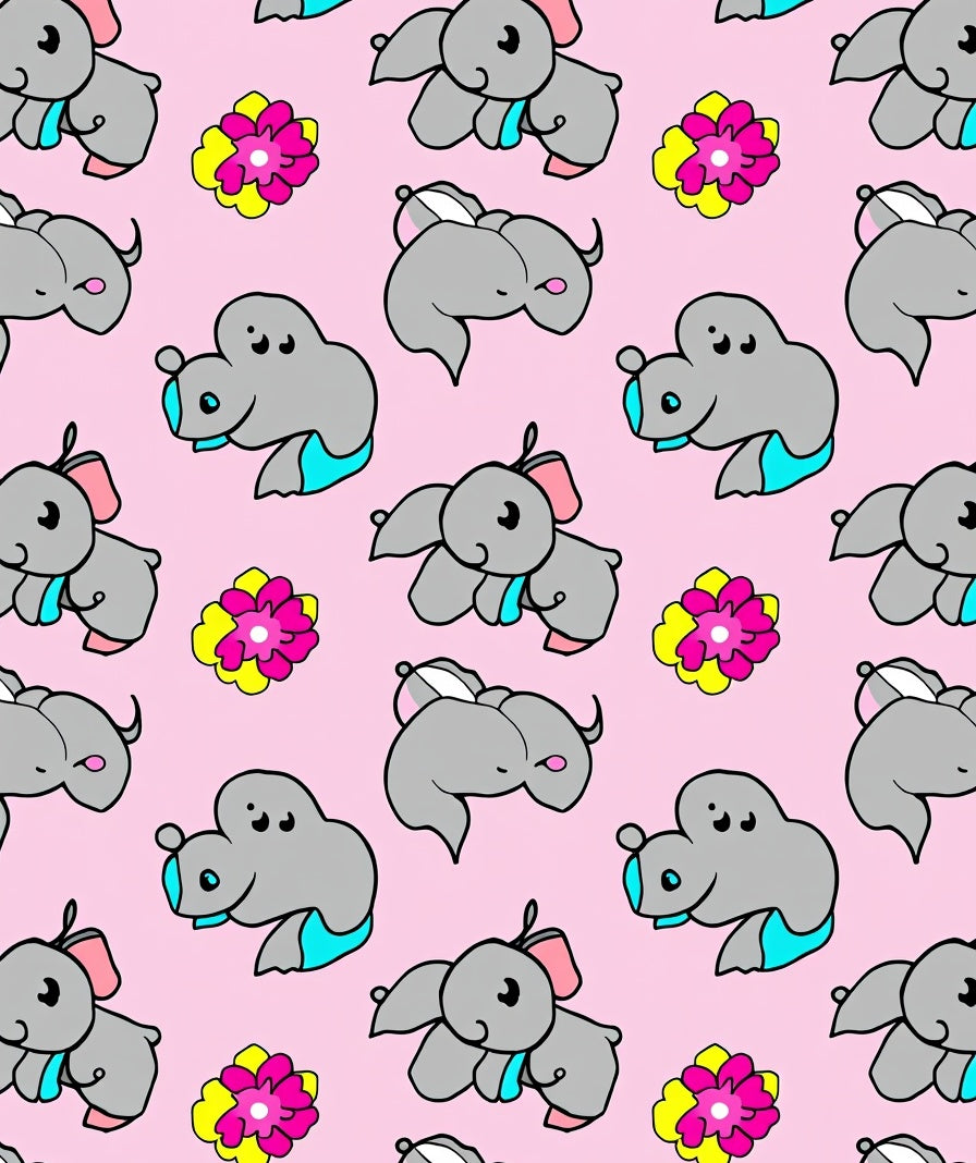 Pink Elephant Flower Repeat Rug