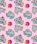 Pink Elephant Flower Repeat Rug