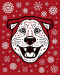 Crimson Dog Snowflakes Festive Greeting Rug
