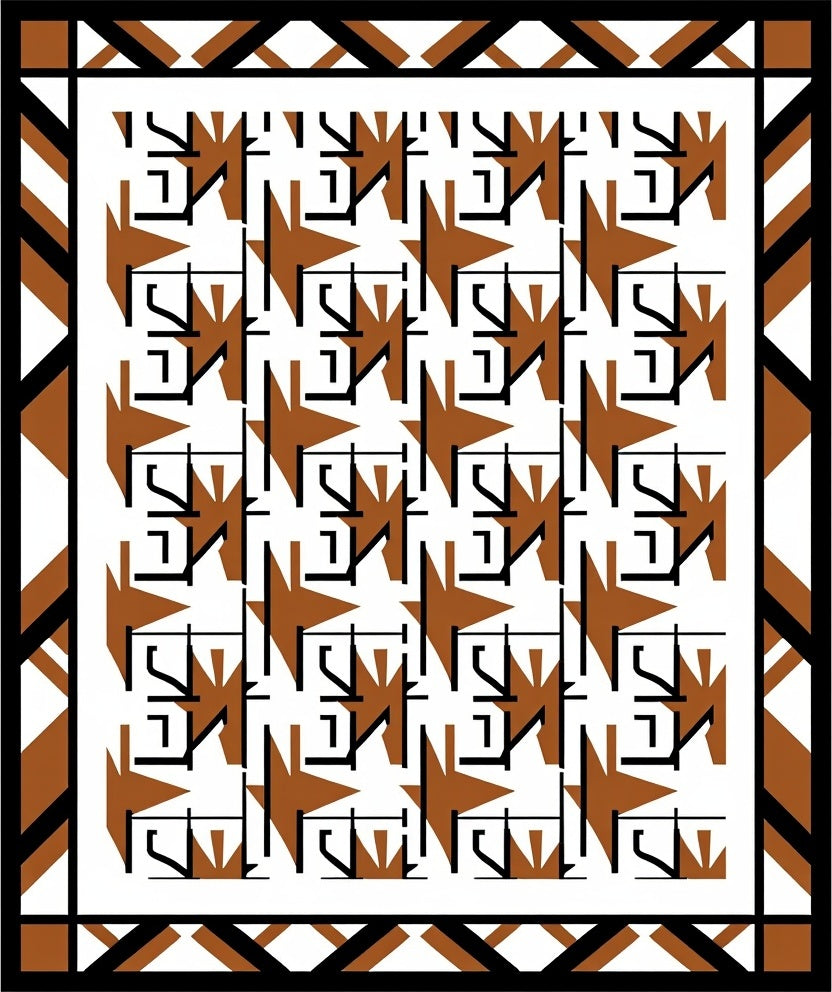 Modern Amber Geometric Overlay Rug