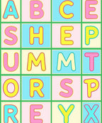 Alphabet Grid Cheerful Color Block Rug