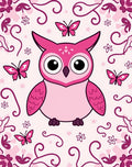 Cute Pink Owl Butterfly Garden Rug