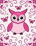 Cute Pink Owl Butterfly Garden Rug