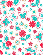 Coral Pink Teal Whimsical Butterfly Florals Rug