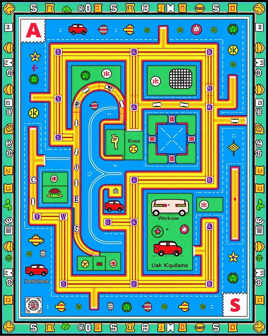 Cartoon City Road Map Rug