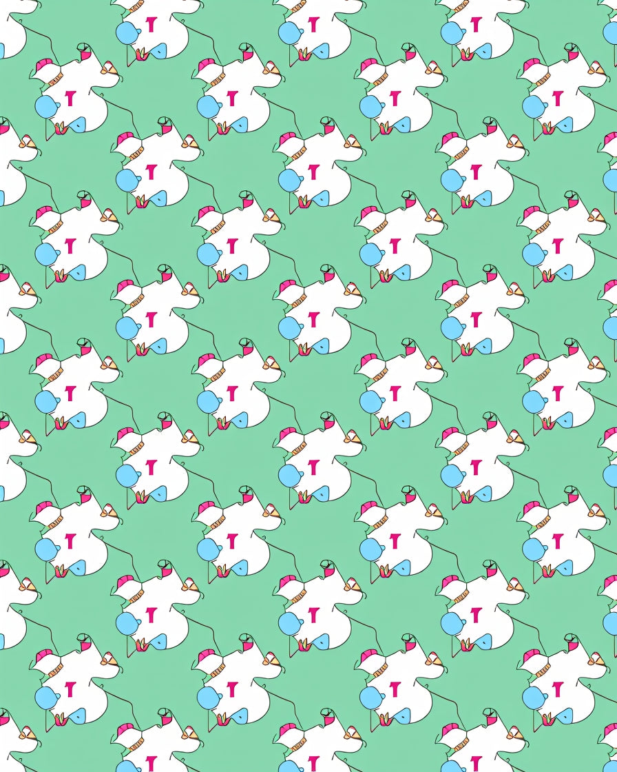 Whimsical Teal Puzzle Piece Characters Rug