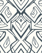 Dark Slate Gray Abstract Geometric Symmetry Rug