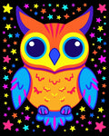 Vibrant Neon Owl Stars Rug