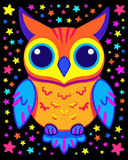 Vibrant Neon Owl Stars Rug