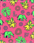 Vibrant Pink Elephant Tropical Foliage Rug