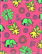 Vibrant Pink Elephant Tropical Foliage Rug