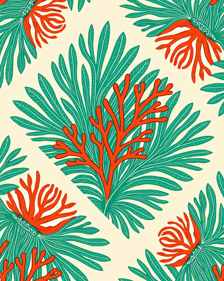 Coral Reef Botanical Statement Rug