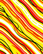 Vibrant Red Yellow Wave Stripe Rug