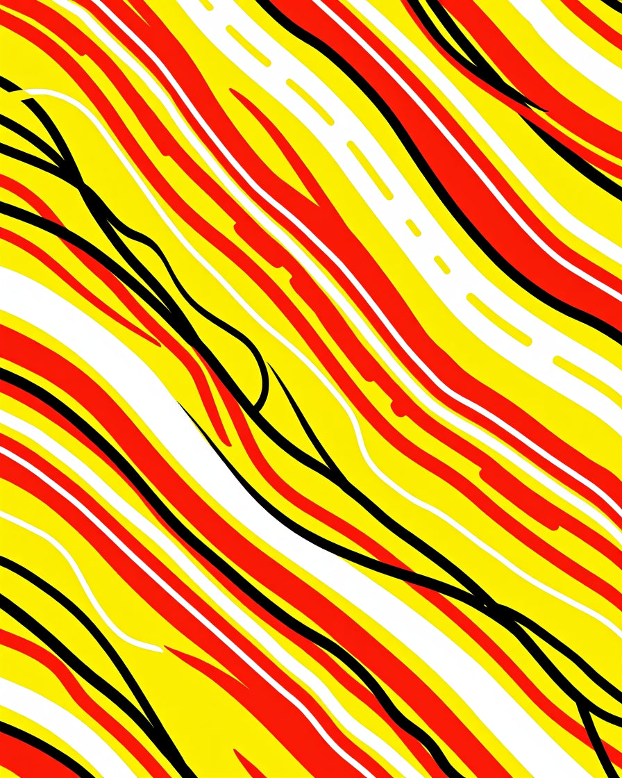 Vibrant Red Yellow Wave Stripe Rug