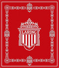Bold Red Striped Emblem Border Rug