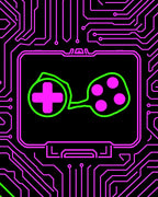 Neon Pink Circuit Board Controller Rug