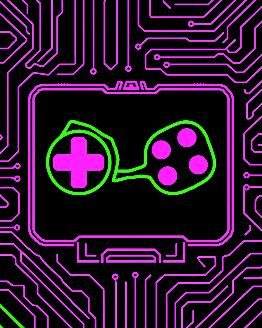 Neon Pink Circuit Board Controller Rug