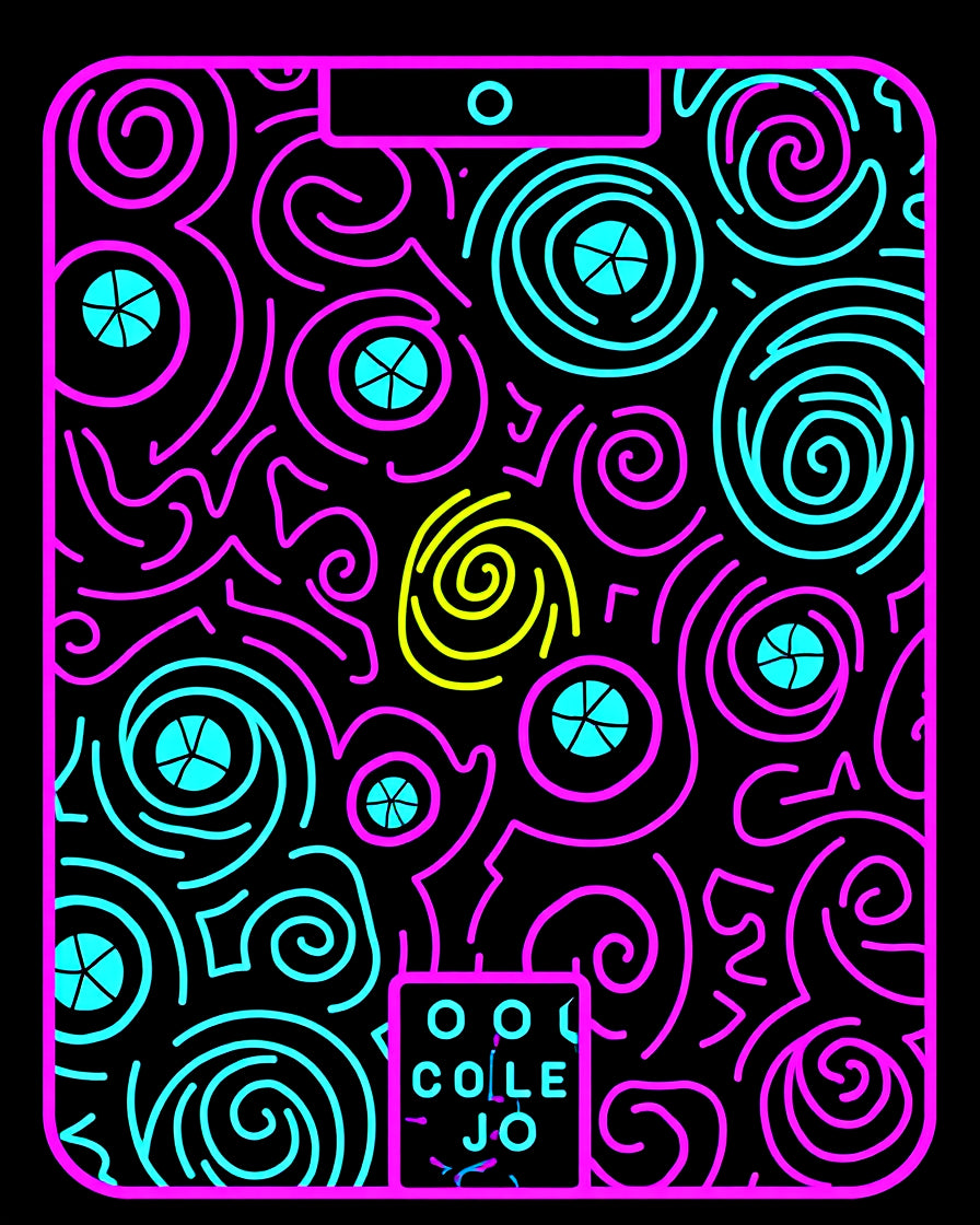 Neon Swirls Turquoise Pink Yellow Rug
