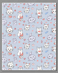 Whimsical Blue Cat Hearts Illustration Rug