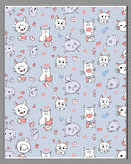Whimsical Blue Cat Hearts Illustration Rug