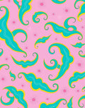 Teal Swirls On Pink Starburst Background Rug