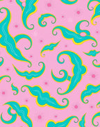Teal Swirls On Pink Starburst Background Rug