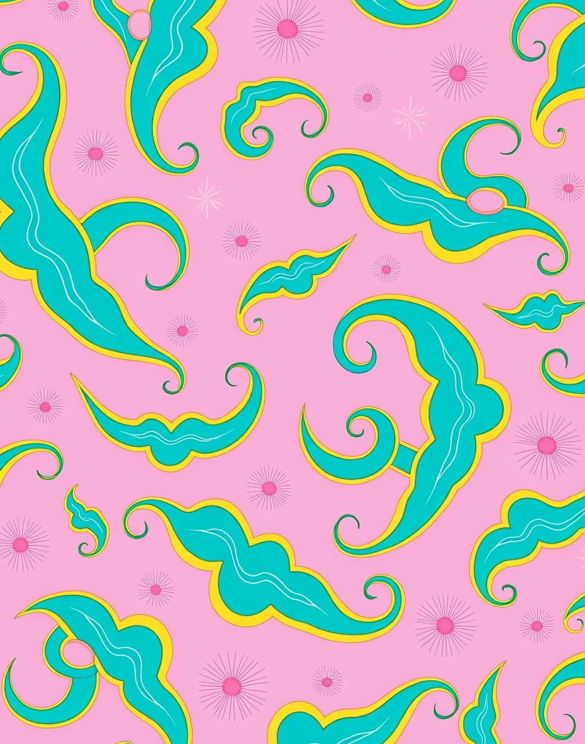 Teal Swirls On Pink Starburst Background Rug