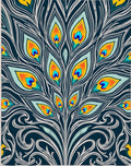 Vivid Teal Orange Peacock Feather Flourish Rug