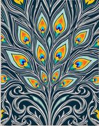 Vivid Teal Orange Peacock Feather Flourish Rug