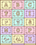 Whimsical Alphabet Creatures Pastel Rug