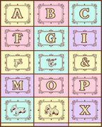 Whimsical Alphabet Creatures Pastel Rug